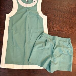 Sleek Mint Two-Piece Shell & Shorts Set